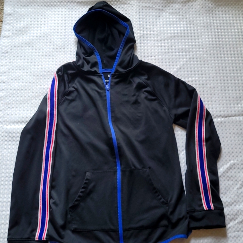 Girls 10/12 Zip Up Hoodie Jacket Black Sweater Sweatshirt